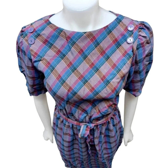 Koppy Kat Vintage Plaid Midi Dress Size 9/10 - Picture 2 of 7